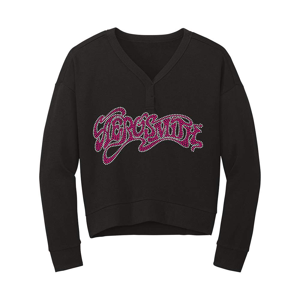 Black Bling Fleece Top Front