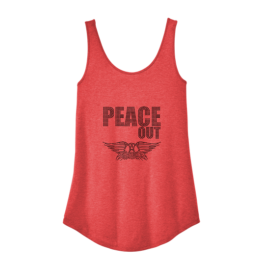 Peace Out Bling Tank Top with Black Crystals