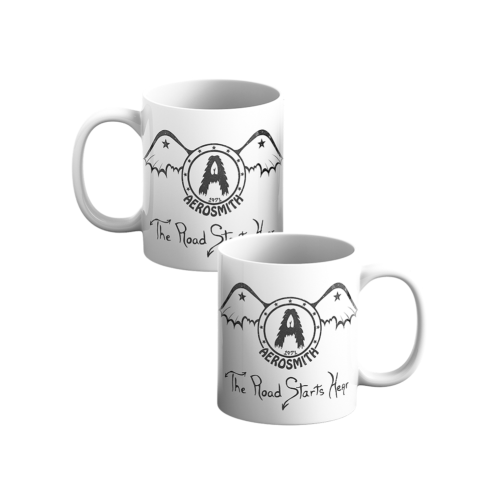 The Road Starts Hear White Mug