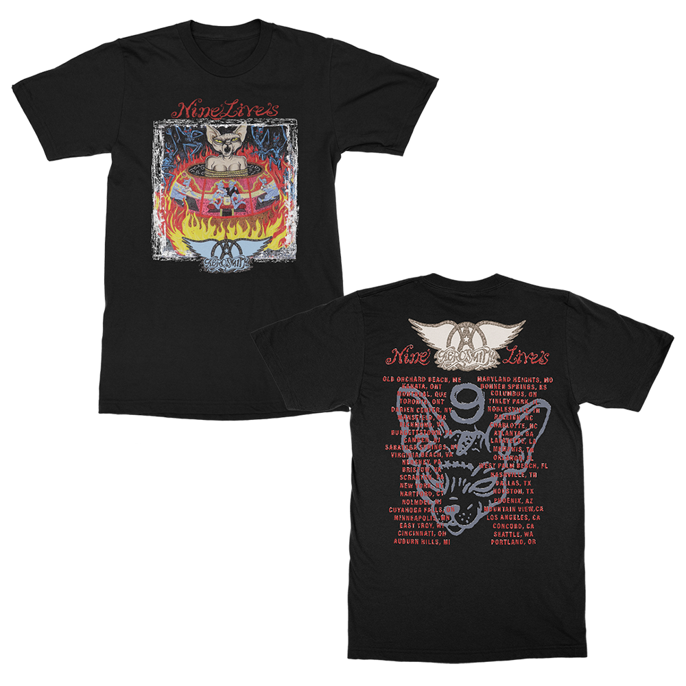 AEROSMITHエアロスミスNINE LIVES Tour1997TシャツL黒 Nine Lives Tour T-Shirt - Aerosmith Official Store