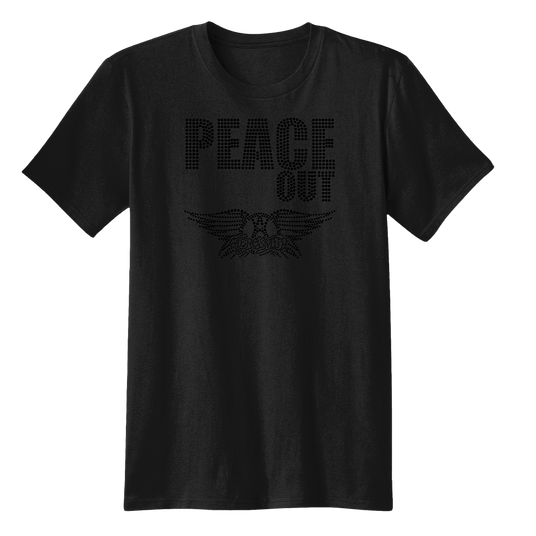 Peace Out Bling Black T-Shirt with Black Crystals