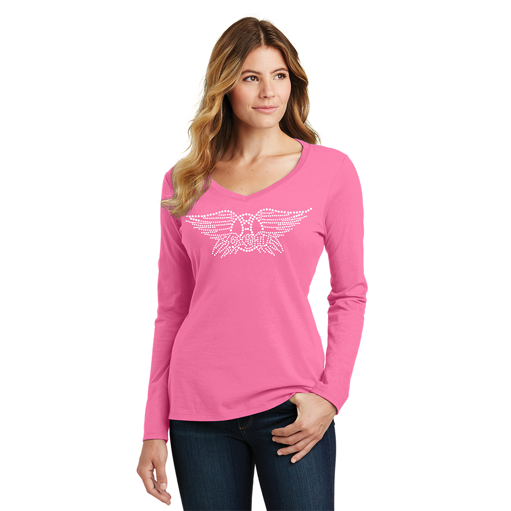 Wings Logo Long Sleeve V-Neck Model Pink