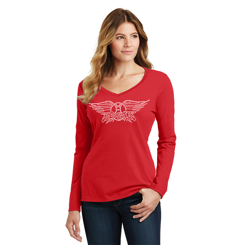 Wings Logo Long Sleeve V-Neck Model Red