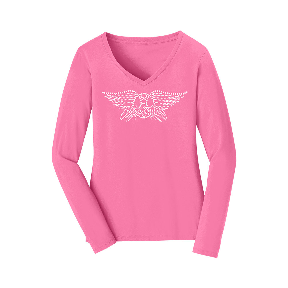 Wings Logo Long Sleeve V-Neck - Pink