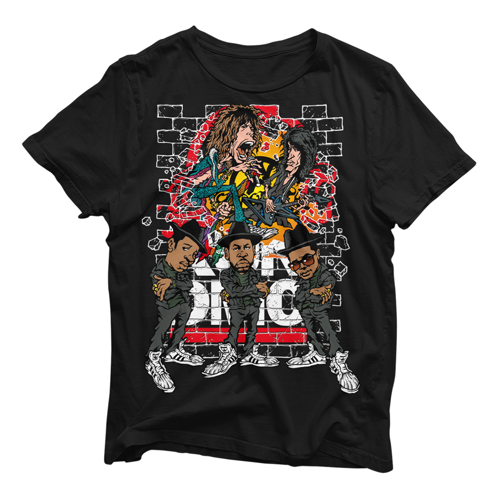 Aerosmith X RUN DMC Walk This Way Illustrated Tee Front