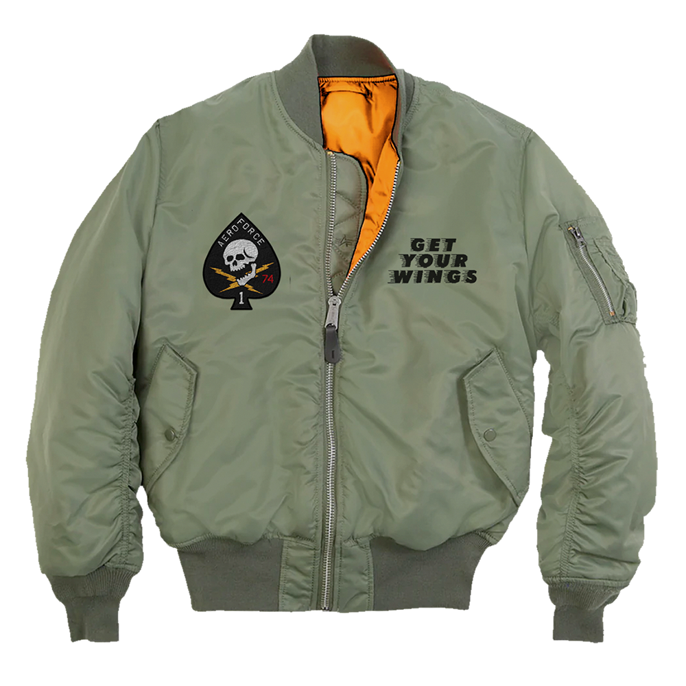 Get Your Wings Bomber Jacket (Olive) Front