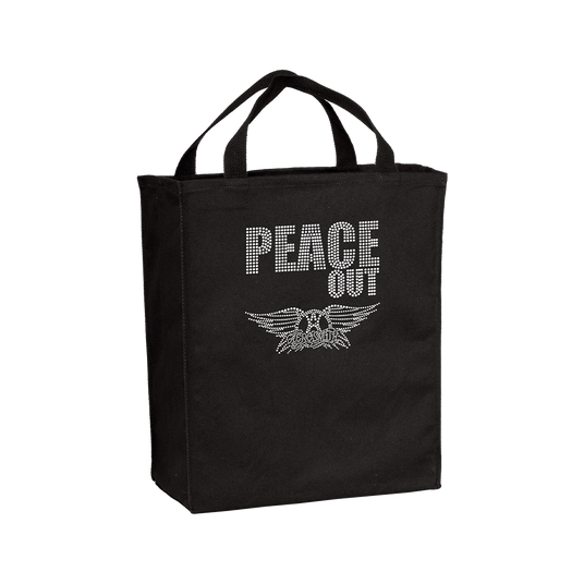 Peace Out Bling Tote with Clear Crystals