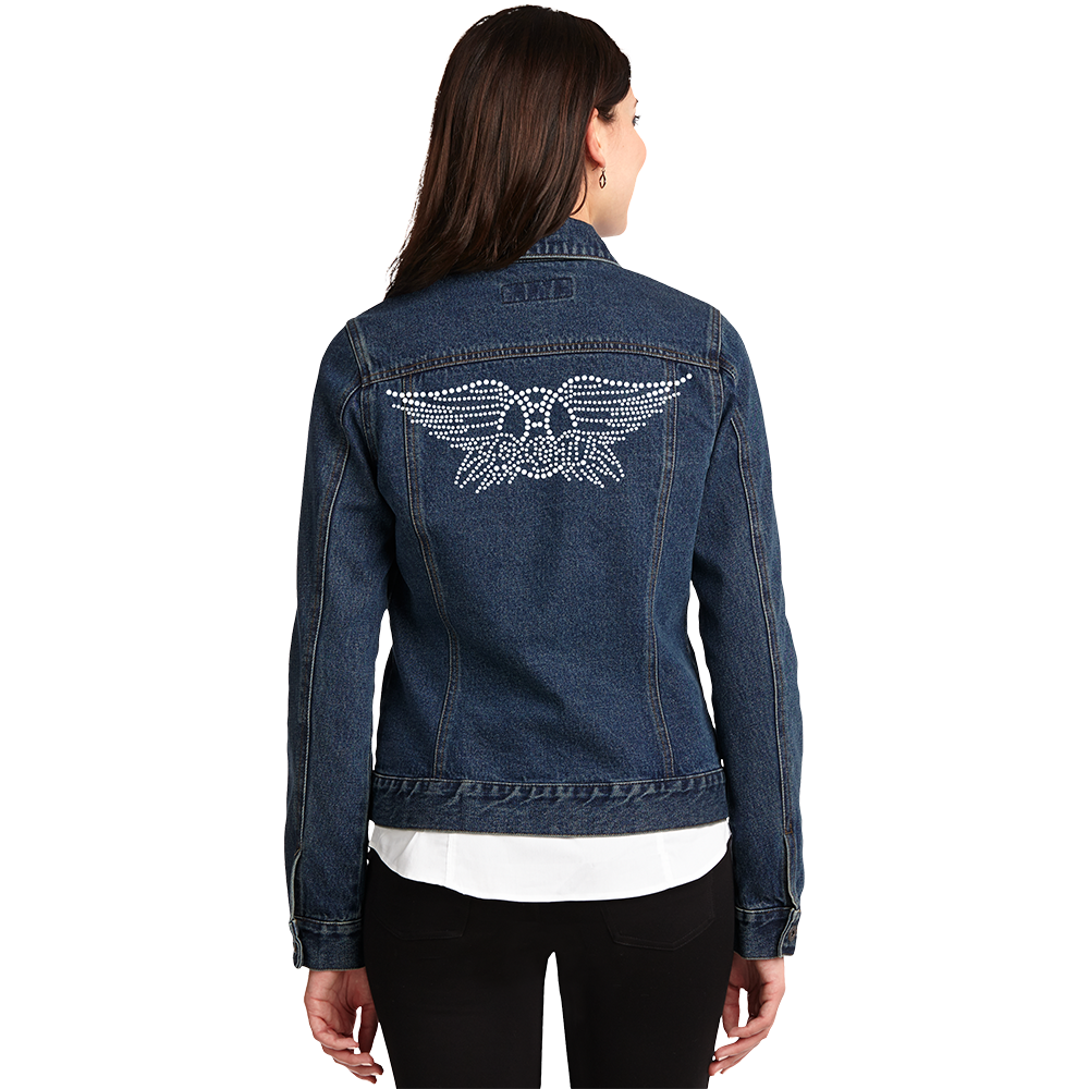 Ladies Bling Wings Denim Jacket